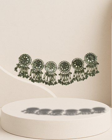 Oxidized Round Mirror Work Choker Necklace | Antique Festival Jewelry for Women